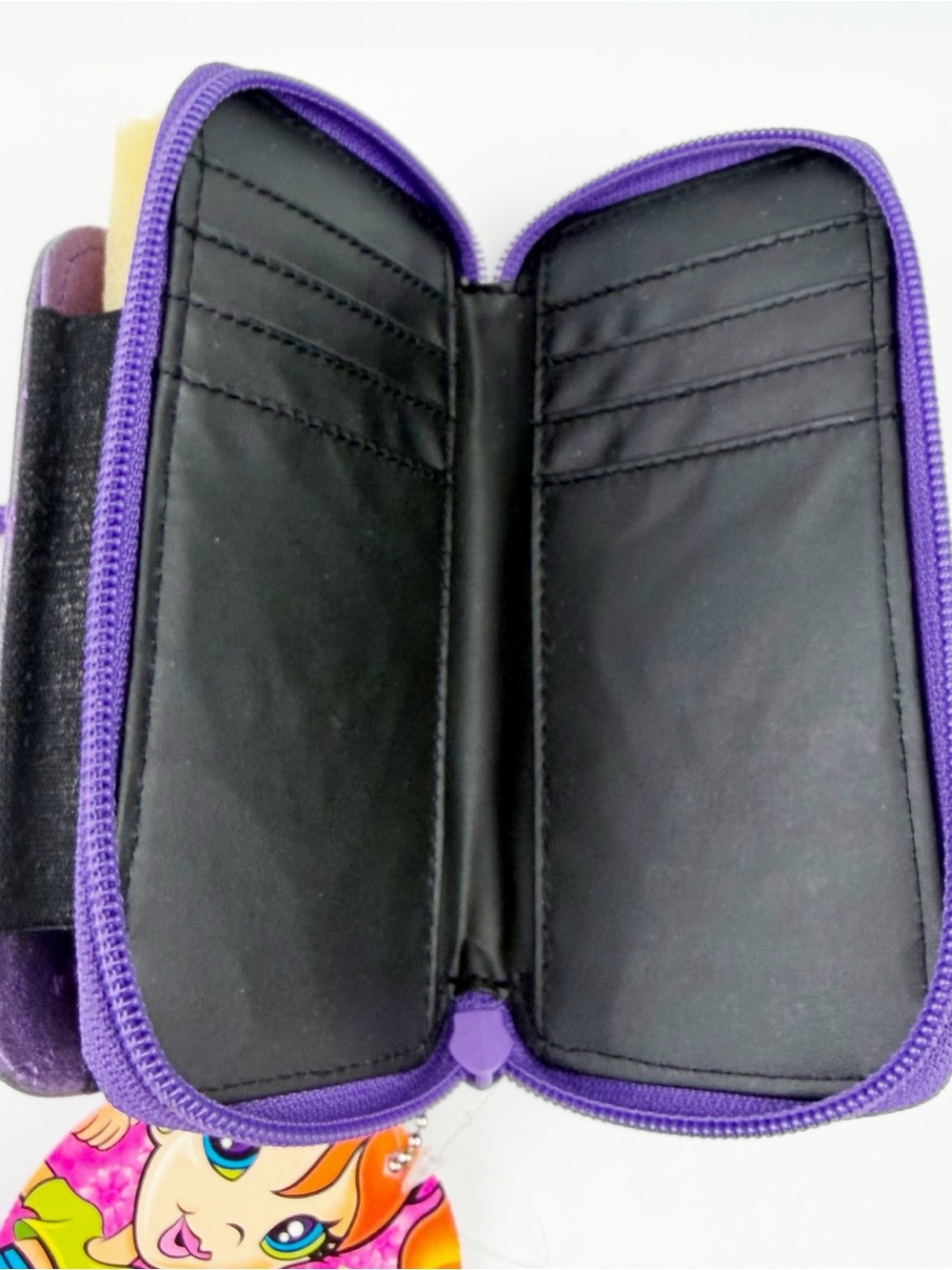 Vtg Lisa Frank Cell Phone Wallet Purse Cross Body Purple Faux Snakeskin Y2K New - Picture 6 of 11